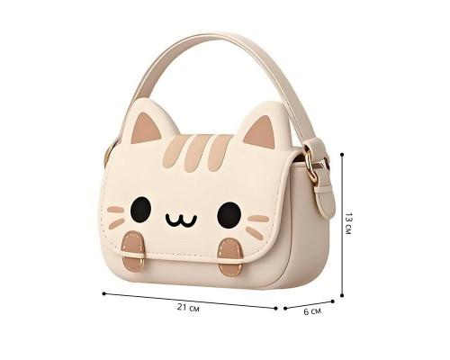 Детская сумка через плечо CY20017 сумочка с котом Beige