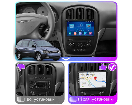 Штатная магнитола Lesko для Chrysler Voyager IV 2000-2004 экран 10" 2/32Gb Wi-Fi GPS Base