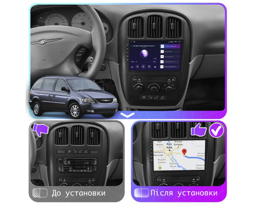 Штатная магнитола Lesko для Chrysler Voyager IV 2000-2004 экран 10" 2/32Gb CarPlay 4G Wi-Fi GPS Prime
