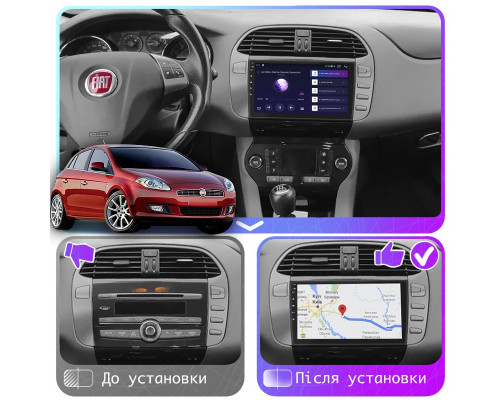 Штатная магнитола Lesko для Fiat Bravo II 2007-2014 экран 9" 2/32Gb Wi-Fi GPS Base