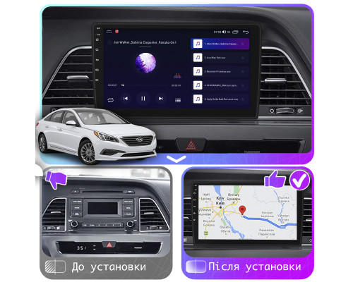 Штатная магнитола Lesko для Hyundai Sonata VII (LF) 2014-2017 экран 9" 6/128Gb 4G Wi-Fi GPS Top