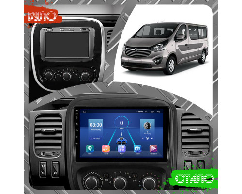 Штатная магнитола Lesko для Opel Vivaro B 2014-2018 экран 9" 2/32Gb 4G Wi-Fi GPS Top