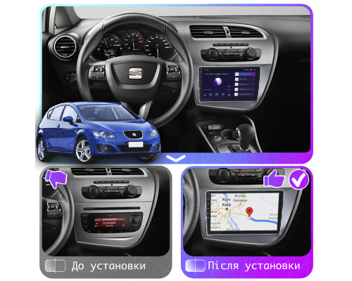 Штатная магнитола Lesko для SEAT Leon II Рестайлинг 2009-2012 экран 9" 2/32Gb CarPlay 4G Wi-Fi GPS Prime