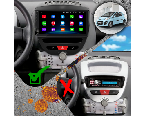 Штатная магнитола Lesko для Citroen C1 I Рестайлинг 2 2012-2014 экран 10" 2/32Gb Wi-Fi GPS Base