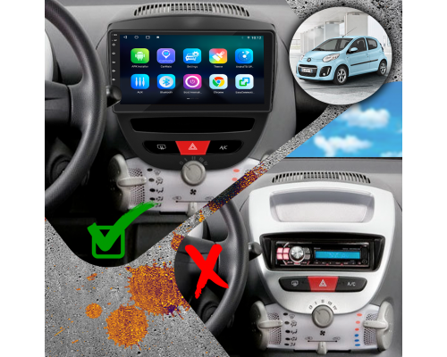 Штатная магнитола Lesko для Citroen C1 I Рестайлинг 2 2012-2014 экран 10" 4/32Gb 4G Wi-Fi GPS Top