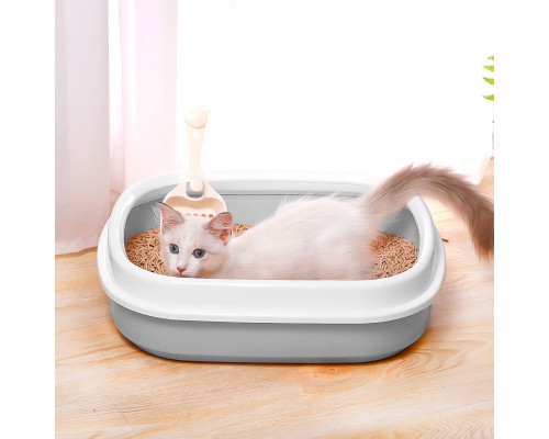 Туалет лоток для кошек с лопаткой Taotaopets 225501 46*38*13 см Gray