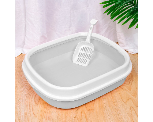 Туалет лоток для кошек с лопаткой Taotaopets 225501 46*38*13 см Gray