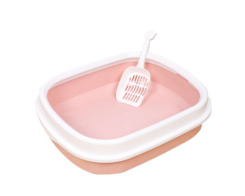 Туалет лоток для кошек с лопаткой Taotaopets 225501 46*38*13 см Pink
