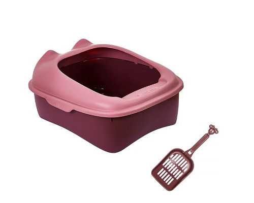 Туалет для кошек с лопаткой Taotaopets 268802 лоток для котов 40*30*18,5 cm Pink