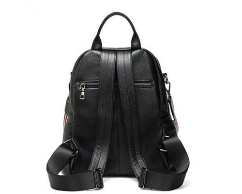 Шкіряний жіночий молодіжний рюкзак 23х30х13, сумка наплічна на кожен день, чорна