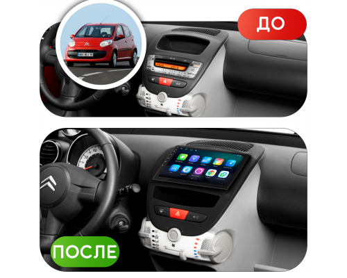 Штатная магнитола Lesko для Citroen C1 I Рестайлинг 2008-2012 экран 10" 4/32Gb 4G Wi-Fi GPS Top
