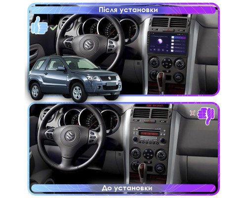 Штатная магнитола Lesko для Suzuki Grand Vitara III 2005-2008 экран 9" 2/32Gb CarPlay 4G Wi-Fi GPS Prime