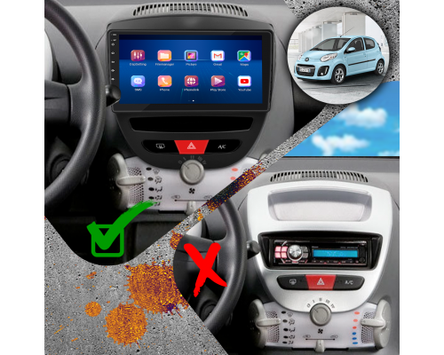 Штатная магнитола Lesko для Citroen C1 I Рестайлинг 2008-2012 экран 10" 6/128Gb 4G Wi-Fi GPS Top