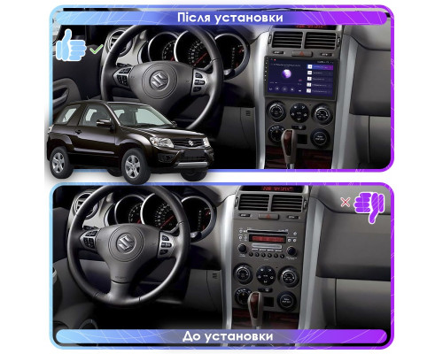 Штатная магнитола Lesko для Suzuki Grand Vitara III Рестайлинг 2 2012-2015 экран 9" 2/32Gb Wi-Fi GPS Base