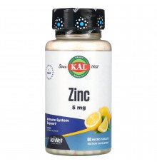 Цинк смак лимона, Zinc, KAL, 5 мг, 60 таблеток
