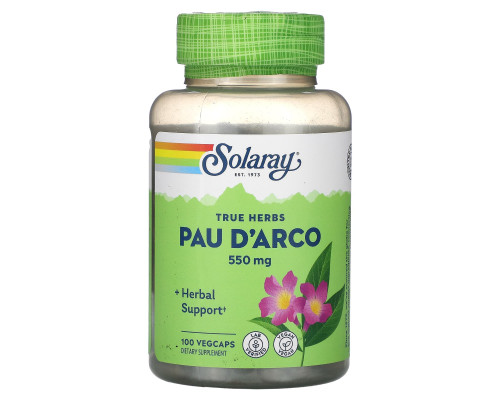 По д'арко, Pau D'Arco, Solaray, 550 мг, 100 кап.