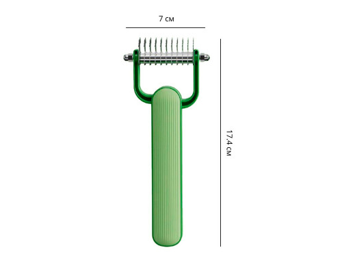 Колтунорез Taotaopets 095530 для удаления подшерстка шерсти для собак и кошек Green
