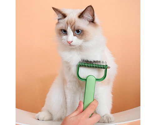 Колтунорез Taotaopets 095531 для удаления подшерстка шерсти для собак и кошек Green