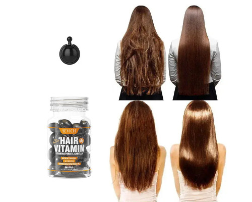 Витаминные капсулы для волос Sevich Hair Vitamin с маслом Кукуи и Алоэ Вера для темных волос и защиты от солнца черные 30шт