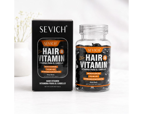 Витаминные капсулы для волос Sevich Hair Vitamin с маслом Кукуи и Алоэ Вера для темных волос и защиты от солнца черные 30шт