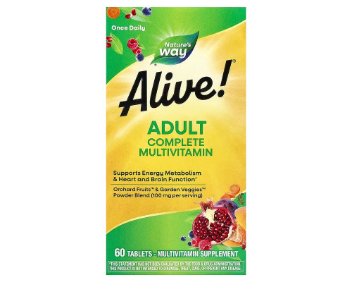 Мультивітаміни Alive!, Complete Multivitamin, Nature's Way, для дорослих, 60 таблеток