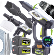 Акумуляторна мийка високого тиску Toolme TM280 PRO BRUSHLESS 450 Вт з алюмінієвою помпою, 2 АКБ 21В, піногенератор (Польща)