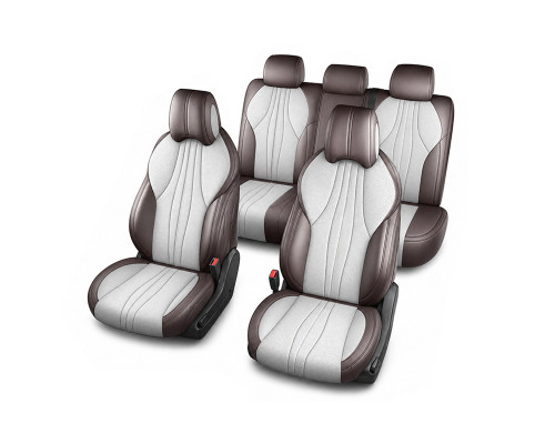 Набор автомобильных чехлов для BYD Song Plus 2024+ полный комплект Dark Brown + Beige