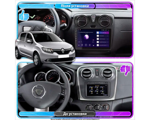 Штатная магнитола Lesko для Renault Sandero II ver 3 2013-2018 экран 9" 2/32Gb 4G Wi-Fi GPS Top
