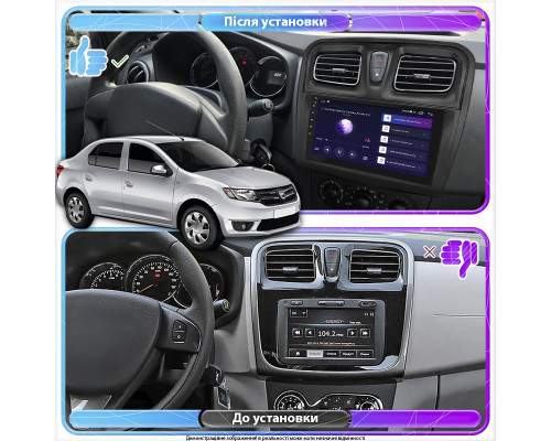 Штатная магнитола Lesko для Dacia Logan II 2012-2016 экран 9" 2/32Gb 4G Wi-Fi GPS Top