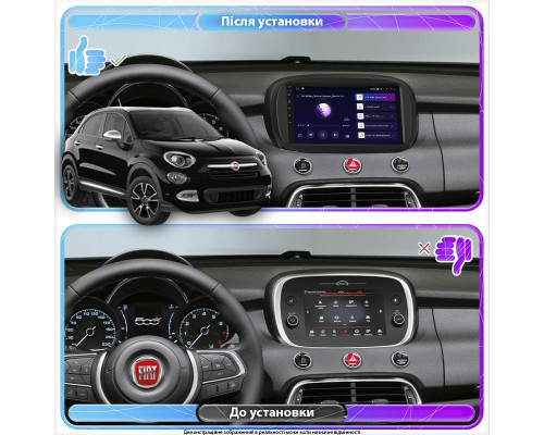 Штатная магнитола Lesko для Fiat 500X I 2014-2018 экран 9" 2/32Gb Wi-Fi GPS Base