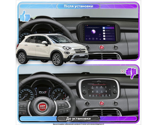 Штатная магнитола Lesko для Fiat 500X I Рестайлинг 2018-н.в. экран 9" 2/32Gb Wi-Fi GPS Base