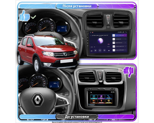 Штатная магнитола Lesko для Dacia Sandero II ver 3 2012-2016 экран 10" 6/128Gb 4G Wi-Fi GPS Top