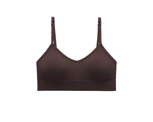 Топ женский в текстуре косичка WX6608# с регулируемыми брителями съемные чашечки Коричневый M