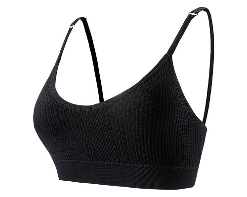 Топ женский в текстуре косичка WX6608# с регулируемыми брителями съемные чашечки Черный S