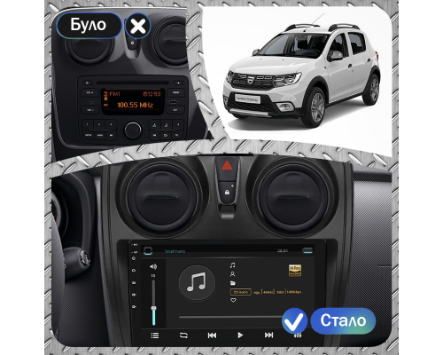 Штатная магнитола Lesko для Dacia Sandero II Рестайлинг 2016-2020 экран 9" 2/32Gb Wi-Fi GPS Base