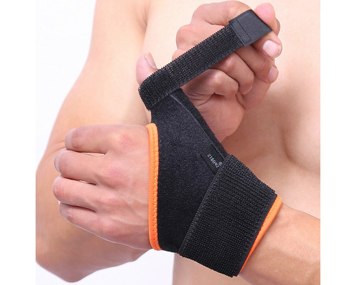 Бандаж ортез на запястье и большой палец AOLIKES A-1670 Left black + orange