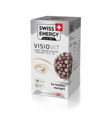 Підтримка зору та здоров'я очей, VISIOVIT Lutein+Blueberry+Extract+Zeaxanthin+AE+Zn, Swiss Energy, вітаміни, мінерали та каротиноїди, 30 капсул