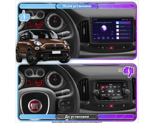 Штатная магнитола Lesko для Fiat 500L I Рестайлинг 2017- 2022 экран 10" 6/128Gb 4G Wi-Fi GPS Top