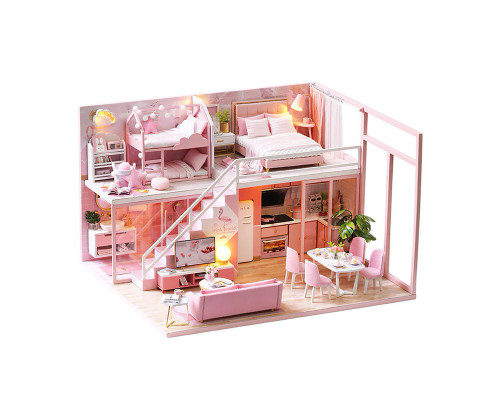 Кукольный дом конструктор DIY Cute Room L-027-BC Pink house