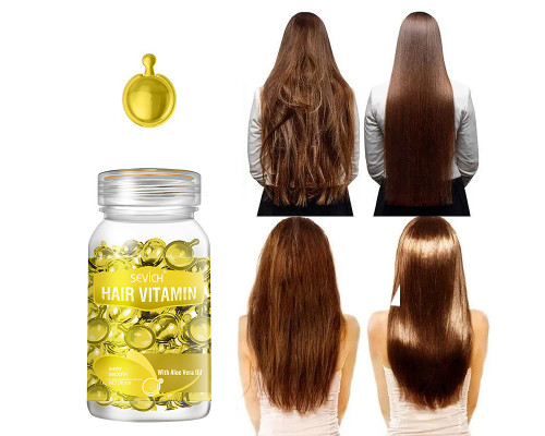 Витаминные капсулы для волос Sevich Hair Vitamin с маслом Алоэ Вера для светлых волос питание и блеск волос желтые 30 капсул
