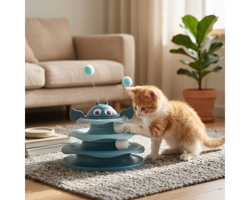 Игрушка Taotaopets 079906 для кота интелектуальная 3-х уровневая Башня Dark Blue