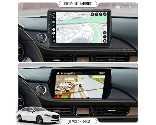 Штатная магнитола Lesko для Mazda 6 III (GJ) Рестайлинг 2 2018-н.в. экран 9" 2/32Gb Wi-Fi GPS Base