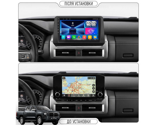 Штатная магнитола Lesko для Mitsubishi L200 VI 2023-н.в экран 9" 2/32Gb Wi-Fi GPS Base