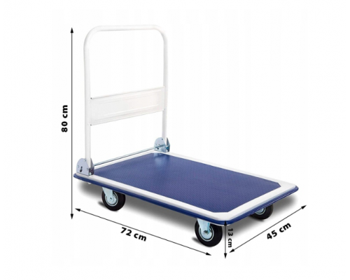 Платформний візок вантажний Garden Line (73 × 47 × 83 см) зі складною ручкою | вантажопідйомність - 150 кг (Польща)