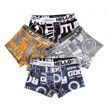 Набор мужских трусов боксеров PA-3187 с принтом Black/Orange/Gray/Sapphire Blue bp 4 шт L