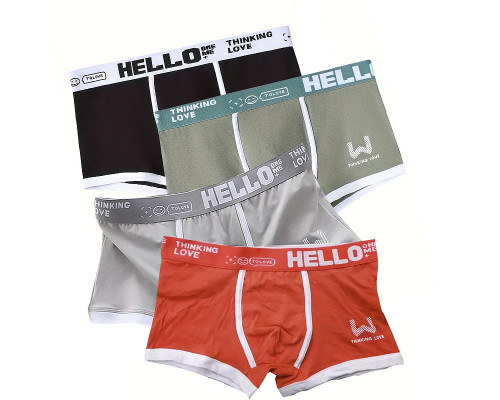 Набор мужских трусов боксеров PB-3199 Light gray/Green/Coral/Black из 4 шт  2XL