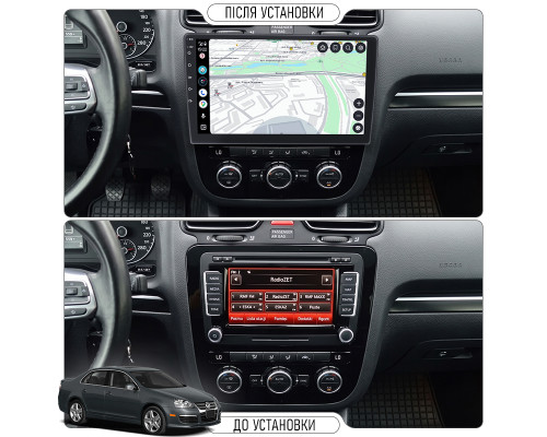 Штатная магнитола Lesko для Volkswagen Jetta V Auto AC 2005-2011 экран 10" 2/32Gb CarPlay 4G Wi-Fi GPS Prime