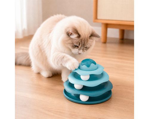 Игрушка Taotaopets 07A10001 для кота интелектуальная 3-х уровневая Башня Dark Blue