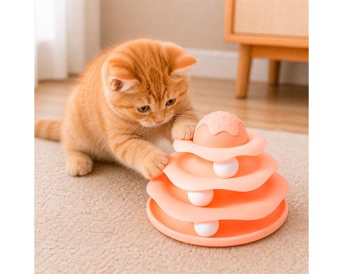Игрушка Taotaopets 07A10001 для кота интелектуальная 3-х уровневая Башня Peach
