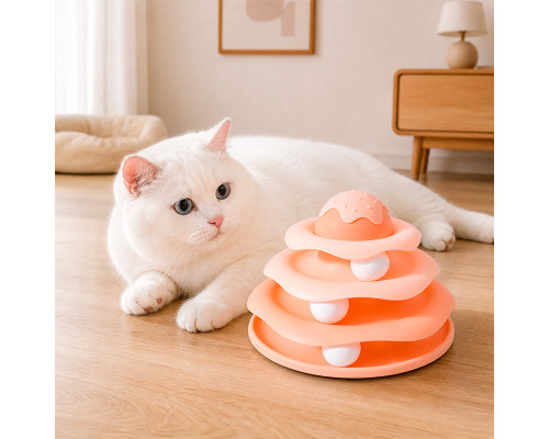 Игрушка Taotaopets 07A10001 для кота интелектуальная 3-х уровневая Башня Peach